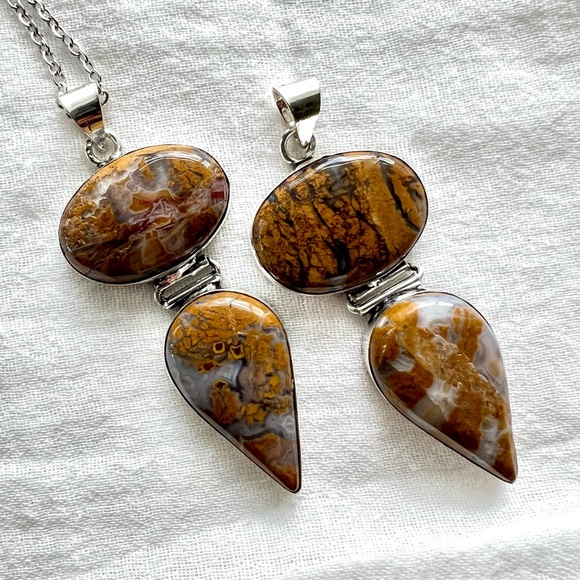 925 Yellow Moss Agate Necklace Pendant - Picture 1 of 8